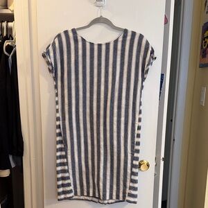 Blue & White Striped Casual Shift Dress by Madewell